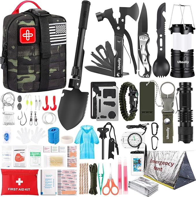 Survival Kit, Gifts for Men Women Teen Boys, 252 pcs Survival Gear and Equipment Mini First Aid Kit for Car Home, Emergency K