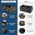 Femuar Car Trunk Organizer,Car Storage Organizer with 72L Large Capacity Waterproof Collapsible and 11 Pockets,Trunk Organizer for Car