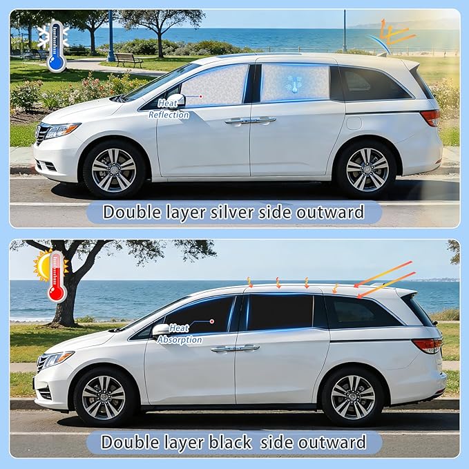 ZATOOTO Car Window Shades for Honda Odyssey 2020-2024, 4 Pcs Magnetic Car Window Covers, 100% UV Protection Foldable Privacy Curtains Side Window Sun Shade for Baby Breastfeeding Sleeping Camping