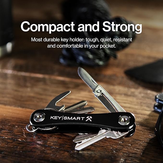 KeySmart Rugged - Multitool Key Holder for Keychain w/Bottle Opener and Pocket Clip, Organizer for Keys, EDC Keychains, Ring 