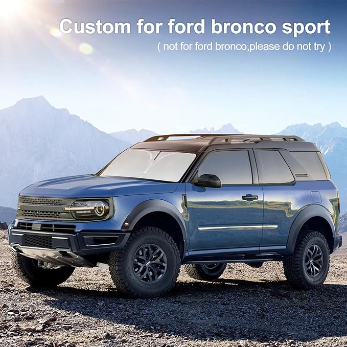 for Ford Bronco Sport 2021-2025 2026 Sunshade Sun Shade Windshield Cover - 4 Layers Front Window Shade for Bronco Sport -250T Retractable Custom Fit Sun Visor Blocks UV Rays Car Accessories