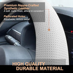 PINCTROT D Shaped Nappa Leather Steering Wheel Cover, Slim Fit No Bulk Design, One Piece Leather with Breathable Perforation,