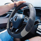 CAR PASS Line Rider Microfiber Leather Sporty Steering Wheel Cover Universal Fits for 95% Truck,SUV,Cars,14.5-15inch Anti-Sli