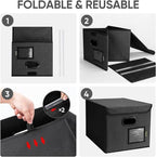 BALEINE File Organizer Box with Lid, Collapsible File Folder Organizer with Plastic Slide, Hanging File Folder Box for Office