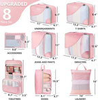 8 Set Packing Cubes for Travel, Gifts for Women Mom,Anti-Tearing Suitcase Organizer for Luggage with Shoe & Hanging Toiletry 