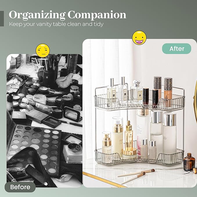 Aveniee Corner Bathroom Counter Organizer, Bathroom Countertop Shelf Makeup Organizer for Vanity Perfume Tray for Corner Stor