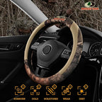Mossy Oak Full Camo Steering Wheel Cover - Made from Premium Leather, Universal Fit for 14 1/2 to 15 inches - Official Licens