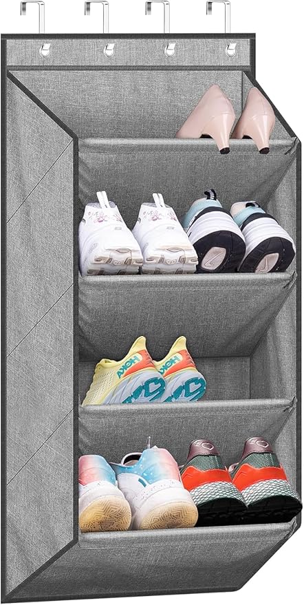 SLEEPING LAMB Over the Door Shoe Organizer for Closet, Short Hanging Shoe Rack with Large Deep Pockets, Narrow Door Sneaker S