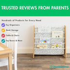 Humble Crew 4-Tier Kids Bookshelf, Natural/White/Green - Premium Book Shelf for Kids Rooms with Four Deep Pockets - Toddler S
