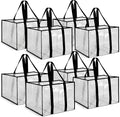 Paterr 8 Pack Reusable Grocery Bags, Heavy Duty Shopping Bags with Reinforced Bottom & Handles, Water Resistant Foldable Clear Storage for Groceries Market Car Trunk Multi-purpose, 14.6 x 10 x 10 in