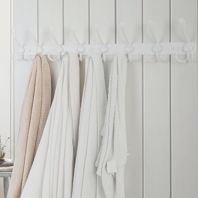 Dseap Coat Rack Wall Mount - 29.5” Long 8-Tri-Hooks Heavy Duty Coat Hanger Rail Wall Hooks for Hanging Coats Hats Clothing Cl