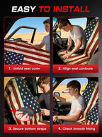 American Flag Car Seat Towel Protector (1-Pack), Waterproof Sweat-Proof Non-Slip Cover for SUV, Truck & Sedan, Patriotic Seat