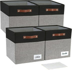 Bagnizer Collapsible Fabric Storage Cube Bins with 2 Reinforced PU Handles, Foldable Storage Organizer Baskets for Closet, Sh