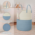 JMvicyroam Large Woven Laundry Basket Hamper,100L Cotton Rope Storage Bin for Blankets,Toys and Clothes,Decorative Tall Nurse
