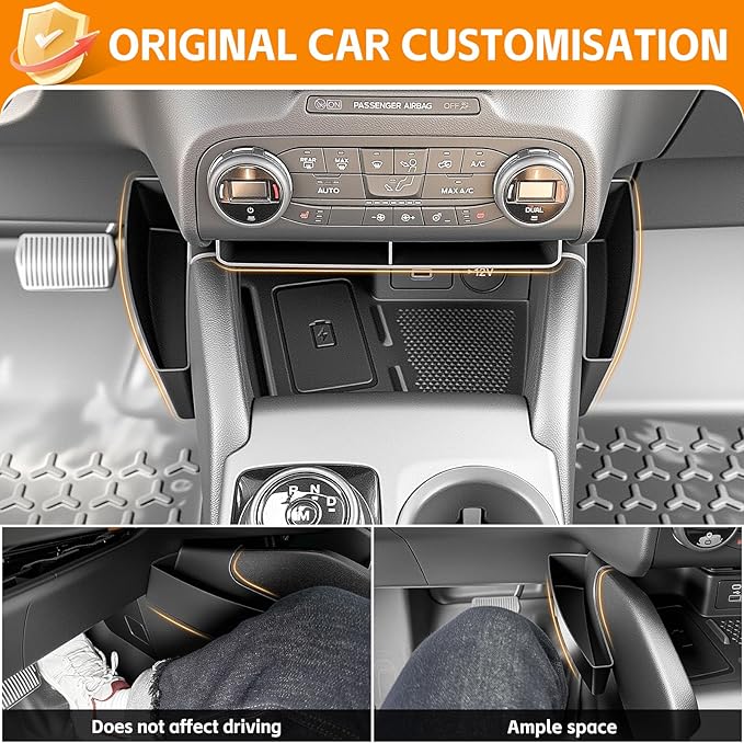 Center Console Organizer Compatible with 2021-2024 Ford Bronco Sport/2020-2024 Ford Escape Shifter Storage Box Gear Shifter Insert Tray for Bronco Sport/Escape Accessories(Shifter+Insert Tray)