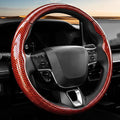 West Llama Carbon Fiber Steering Wheel Covers,3 Piece Car Wheel Cover Universal Fit 99% Cars(Glossy Red)