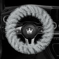 Fuzzy Winter Steering Wheel Covers for Women, Warm Cute Fluffy Car Wheel Cover for F150, Trucks, Jeep, Van, Soft Furry Auto Plush Large Car Handle Cover for Cold Weather, 15.2-16in, Gray