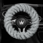 Fuzzy Winter Steering Wheel Cover for Women, Warm Cute Fluffy Car Wheel Cover for Sedan, SUV, Soft Furry Girly Plush Car Handle Cover for Cold Weather, 14.75-15.15in, Gray
