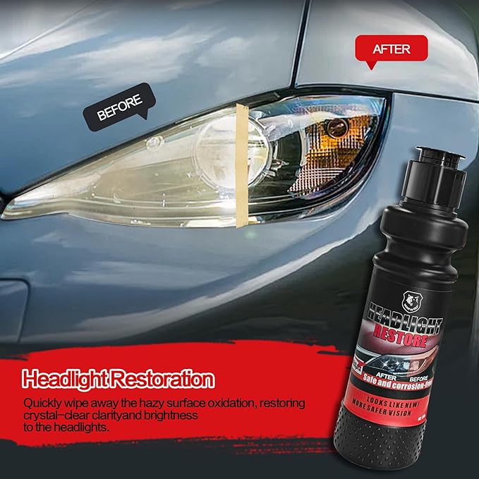 AWINNER Headlight Restoration Kit, Restore Cloudy Lights, Easy Non-Power Tool Process, Lasts Vehicle Ownership