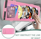 Sun Visor CD Holder, 12-Capacity Car Visor Organizer with DVD Sleeves and Mesh Pocket, Universal Visor Storage for Vehicle CD Case and Pen Holder Ergonomic Design (Pink 1 Pcs)
