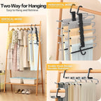Pants Hangers Space Saving - 4 PCS Closet Organizer and Storage Jean Hangers, Stainless Steel Anti-Slip Clothes Hanger Scarf 
