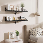 Black Deep Floating Shelves for Wall,36" Wx10 D Wood Wall Shelves with Metal Brackets,Hanging Storage Floating Shelf for Livi