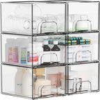 4.4" Tall Small Clear Acrylic Stackable Storage Drawers for Vanity,Under Sink,Bathroom Closet,Medicine Cabinet Organization a