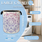 Groovy Mandala Laundry Basket Collapsible Laundry Hamper with Handle, Oxford Clothes Toy Storage Bin for Bathroom Bedroom Roo