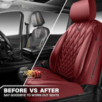 CAR PASS Piping Luxury Faux PU Leather Two Front Car Seat Covers, Waterproof Anti Slip Premium Automotive Seat Covers,Univers