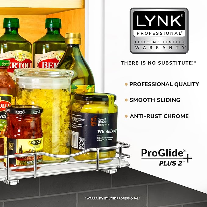 LYNK PROFESSIONAL® Pull Out Spice Organization for Cabinets - 10-3/8 inch Wide – Spice Rack for Inside Cabinets, Slide Out Sp