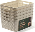 BINO | Woven Plastic Basket | Small (Natural), 5-Pack | THE JUTE COLLECTION | Home Organization, Space - Saving Storage, Styl