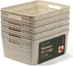 BINO | Woven Plastic Basket | Small (Natural), 5-Pack | THE JUTE COLLECTION | Home Organization, Space - Saving Storage, Styl
