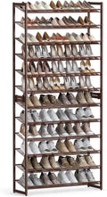 SONGMICS Shoe Rack, 12-Tier Shoe Organizer, Metal Rack for Garage, Set of 2, 6-Tier Stackable Shelf, with Adjustable Flat or 