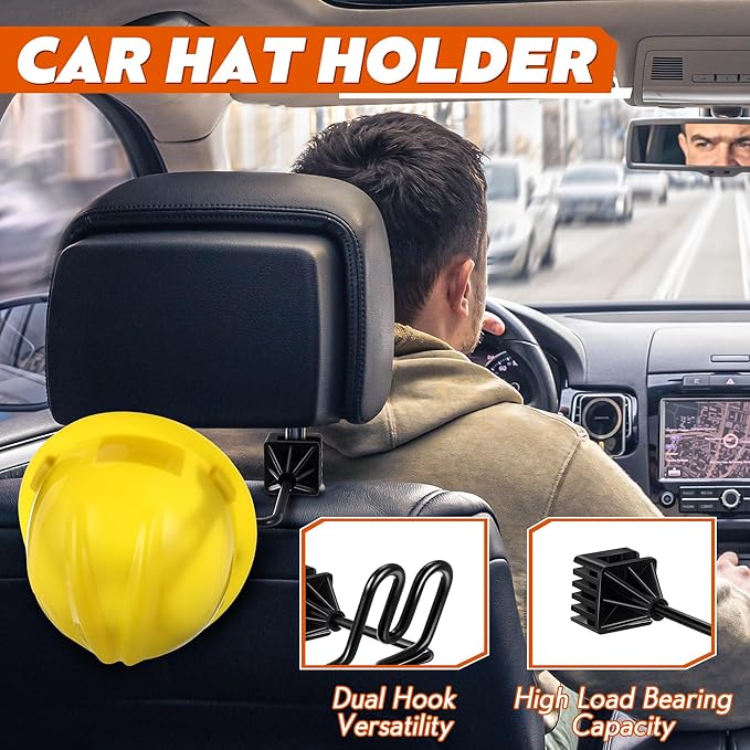 Feekoon 1 Pcs Hard Hat Holder for Truck, Hard Hat Accessories for Truck SUV Car Seat to Keep Cap Shape, Car Seat Back Organizers for Clothes Cowboy Caps Patent Pending (Black)