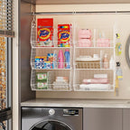 Jautokerdar 6 Tier Extra Large Hanging Closet Organizer, Closet Storage Hanging with Dividers, Wire Closet Shelf with 5 S Hoo