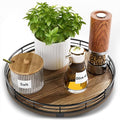 Acacia Wood 10" Lazy Susan Turntable Organizer for Table Top, Farmhouse Round Wooden Lazy Susan for Cabinet Kitchen Centerpie