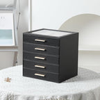Frebeauty Clear Lid Jewelry Box,5-Layer Jewelry Organizer with Drawer,PU Leather Jewelry Organizers and Storage,Jewelry Boxes