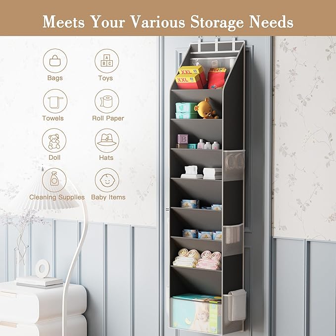 Criusia Shoe Organizer, Over the Door Shoe Organizer for Closet, Hanging Closet Shoe Storage with Large Deep Pockets, Holds S