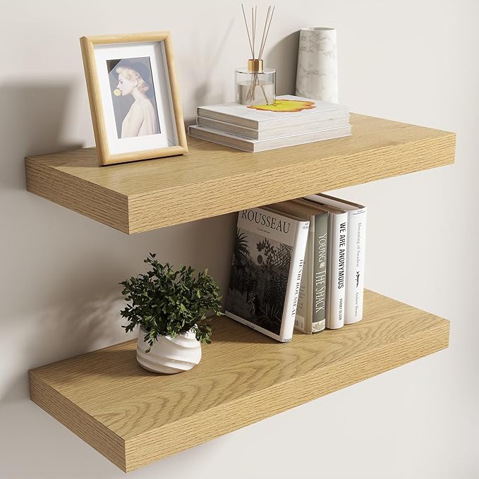 Dreamland Floating Shelves for Wall,8 Inch Deep Floating Shelves,24" W x 8" D Wall Shelves for Bedroom, Living Room, Kitchen,