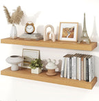 Floating Shelves for Wall, 9.3" Deep Wall Mounted Wood Shelves for Bathroom, Bedroom, Living Room, Kitchen, Hanging Shelf for