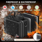 5200℉ Fireproof Document Box with lock, Hard-Shell Case File Organizer with 24 Pocket Accordion File Folder, Portable Safe Bo