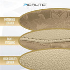 PIC AUTO Steering Wheel Cover, Gold Patterned Leather Patchwork Design, Universal Fit 14.5"–15.5", Anti-Slip, Odor-Free, Soft