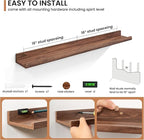 Fun Memories Picture Ledge Shelves Set of 2, 36 Inch Rustic Wall Mounted Floating Shelves with Lip for Home Storage and Décor