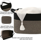 96L Large Blanket Basket,24"x16"x15"Rectangle Storage Bin with Handles,Woven Rope Laundry Basket for Toys, Clothes,Magazines,