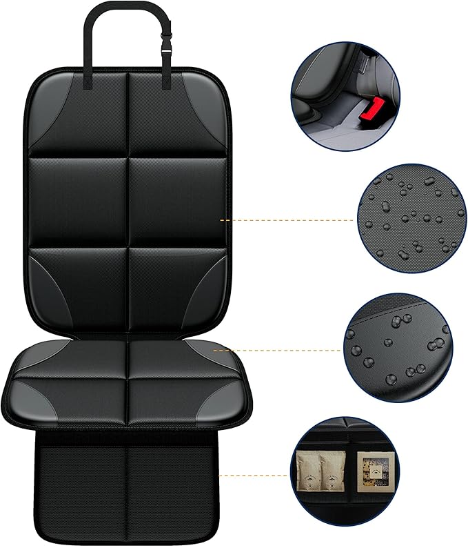 Car Seat Protector MHO+All 2 Pack Auto for Child Baby Car Seats - Large CarSeat Sit Savers Mat with Waterproof 600D Fabric & 