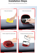 Loncaster Car Phone Holder, Car Phone Mount Silicone Car Pad Mat for Various Dashboards, Slip Free Desk Phone Stand Compatible with iPhone, Samsung, Android Smartphones, GPS Devices and More (Red)