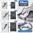 Vacuum Seal Bags for Clothing Travel with Rechargeable Electric Pump, Space Saver Vacuum Storage Bags Travel, Reusable Compre