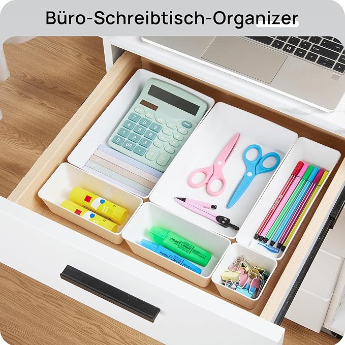 Vtopmart 25 PCS Plastic Drawer Organizers Set, 4-Size Versatile Bathroom and Vanity Drawer Organizer Trays, Storage Bins for 