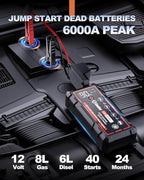 9 in 1 Jump Starter, 12V Jump Box Car Battery Jumper Starter Portable with 14 in 1 Protection Jumper Cables, LED Lights, LCD