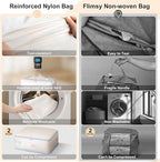 Comforter Storage Bag - Large Capacity Blanket Storage Bags 3-Layer Ultra Space Saving Self Compression Organizer, Washable C